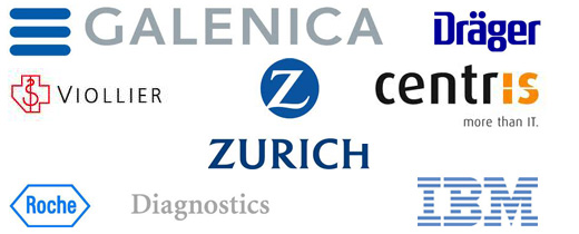 Galenica, Dräger, Viollier, Zürich Versicherung, Centris, IBM, Roche Diagnostics